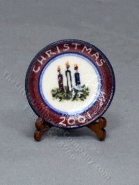 (image for) Vintage Handmade Miniature Christmas 2001 Plate by J Clark