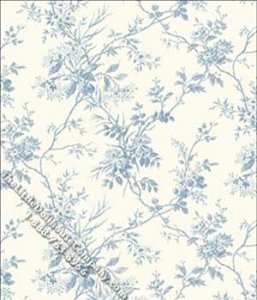 (image for) Blue Leaf Trellis Pattern Miniature Wallpaper for Dollhouses