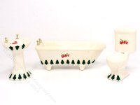 (image for) Miniature Christmas Porcelain Bathroom Set for Dollhouses