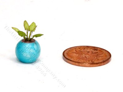 (image for) Handmade Miniature 1/4 Scale Anubias Plant in Blue Vase