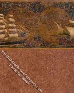 (image for) Miniature 3 pc. Naval Mural Wallpaper with Textured Wainscot Set