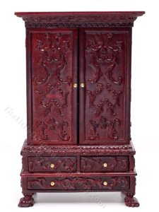 (image for) Miniature Mahogany French Armoire for Dollhouses