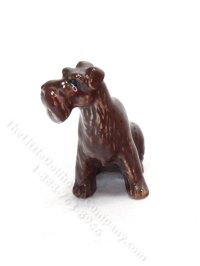 (image for) Miniature Porcelain Brown Scottie Dog Figurine for Dollhouses
