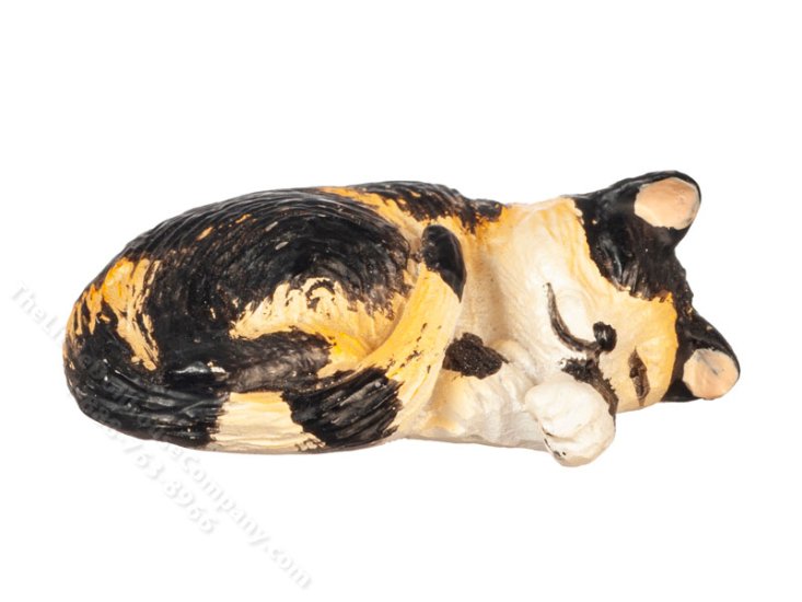 (image for) Miniature Sleeping Calico Cat for Dollhouses