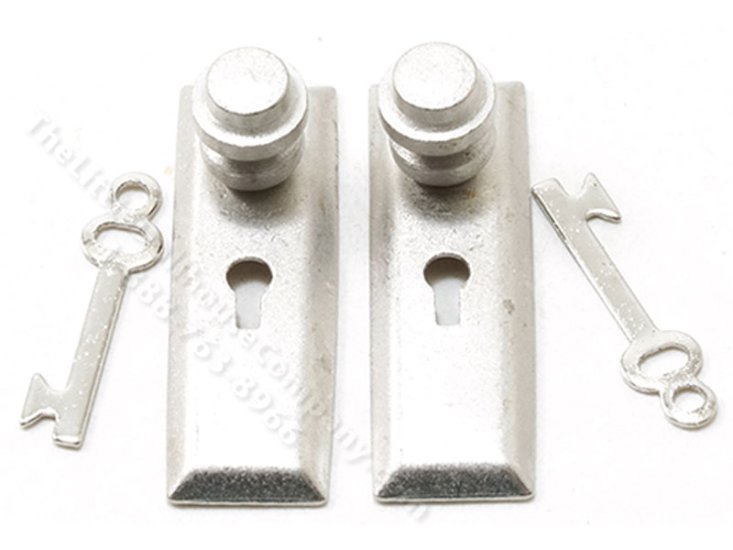 (image for) Satin Nickle Knob with Key Plate, for Dollhouses 2/pkg