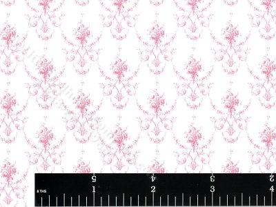 (image for) Pink Medallion Miniature Wallpaper for Dollhouses