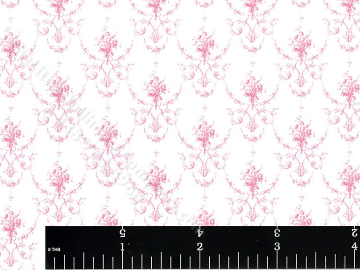 (image for) Pink Medallion Miniature Wallpaper for Dollhouses