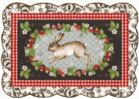 (image for) Miniature 2X-Small Scale Scalloped Edge Rug with a Rabbit