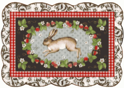 (image for) Miniature 2X-Small Scale Scalloped Edge Rug with a Rabbit