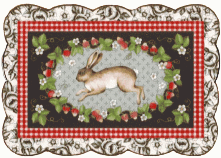 (image for) Miniature 2X-Small Scale Scalloped Edge Rug with a Rabbit