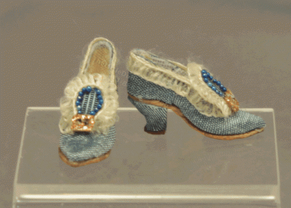 (image for) Light Blue Silk Heels with White Edging by Judith Blondell