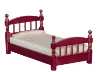 (image for) Dollhouse Single Bed, Mahogany 1/12th one inch scale