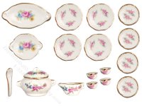 (image for) Miniature 18 Piece Pink Floral Dinner Set for Dollhouses