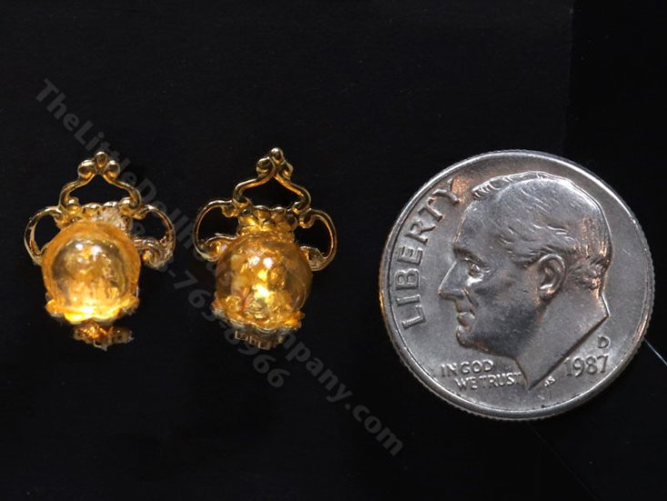 (image for) 1:48 Scale Miniature 3V Pair of Art Nouveau Orb Sconces for Dollhouses