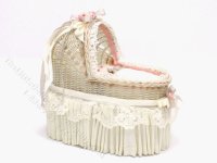 (image for) Miniature Handmade White Wicker Bassinet by Pat Davis
