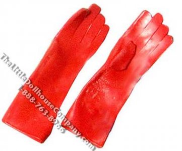 (image for) Miniature Red Rubber Gloves for Dollhouses