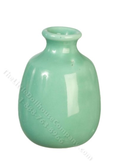 (image for) Miniature Bulbous Teal Vase for Dollhouses