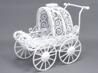 (image for) Miniature White Metal Baby Buggy