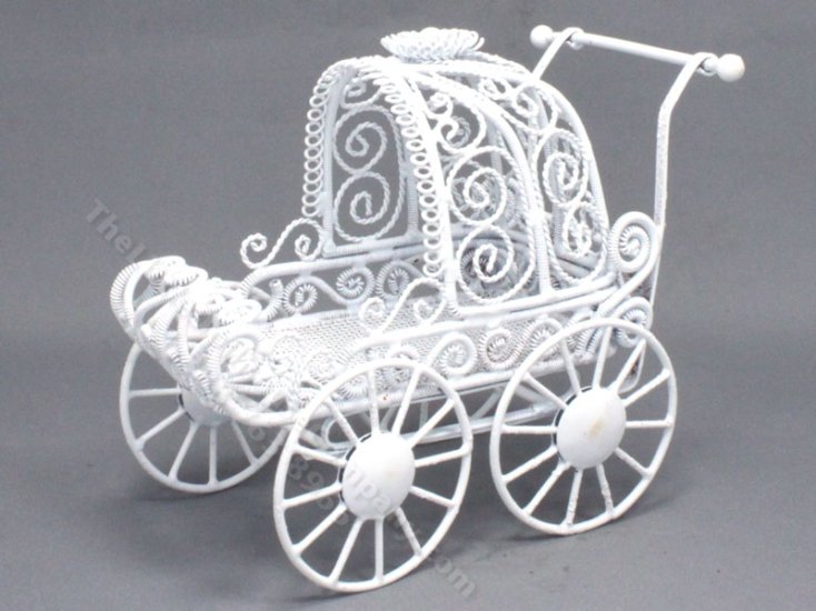 (image for) Miniature White Metal Baby Buggy