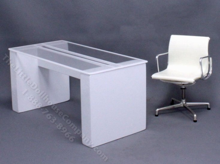 (image for) Miniature White Desk and Eames Chair by PRD Miniatures