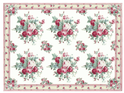 (image for) Miniature Medium Scale Sized White Rug with Pink Roses