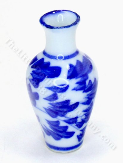 (image for) Miniature Blue and White Leaves Long-necked Vase
