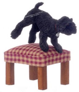 (image for) Dollhouse Scale Model Black Standing West Highland Terrier Dog