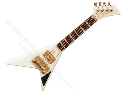 (image for) Miniature White V-type Electric Guitar and Case for Dollhouses