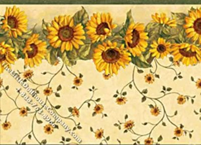 (image for) Dollhouse Scale Model Wallpaper Sunflowers - Gold Floral