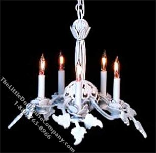 (image for) Dollhouse Scale Model White Rosette Chandelier