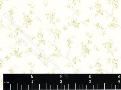 (image for) Green Floral Vine Pattern Miniature Wallpaper for Dollhouses