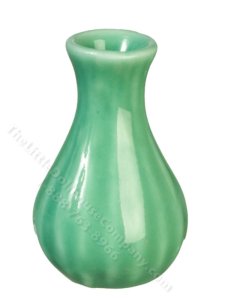 (image for) Miniature Ridged Green Bud Vase for Dollhouses