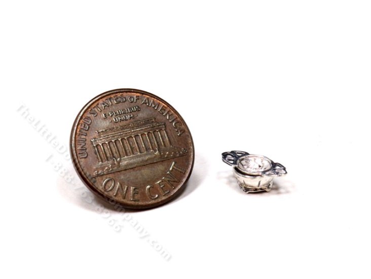 (image for) Miniature Sterling Silver Bowl and Strainer by Don Henry