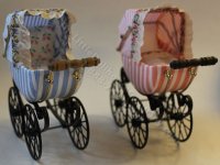 (image for) Miniature Victorian Striped Baby Pram