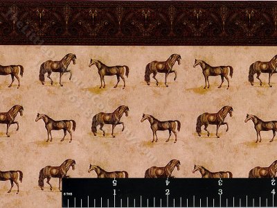 (image for) Horse and Damask Pattern Miniature Wallpaper for Dollhouses