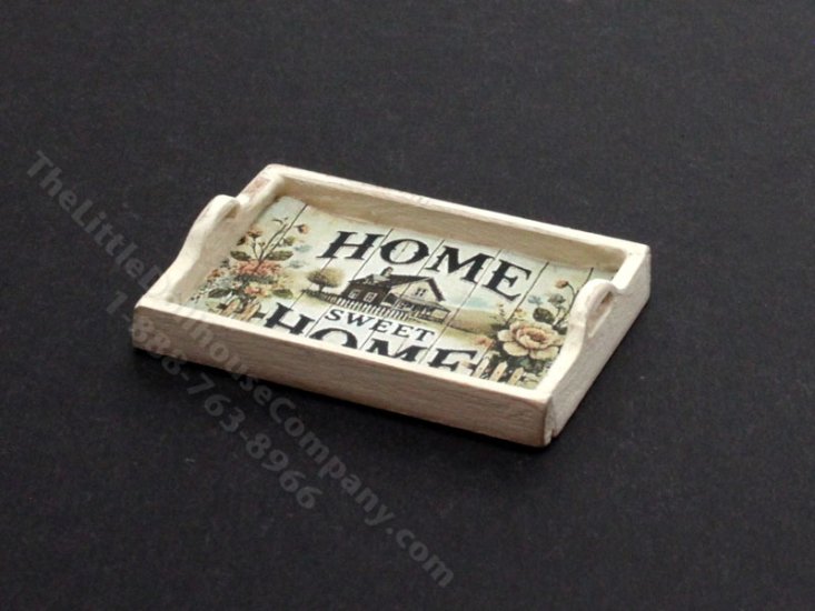 (image for) Miniature Wooden Tray for Dollhouses - Home Sweet Home