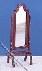 (image for) Miniature Mahogany Cheval Mirror for Dollhouses