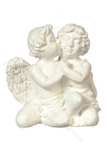 (image for) Miniature Kissing Cherubs Statue for Dollhouses - White