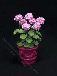 (image for) Miniature Pink Geraniums in Planter by Mini Creations by Judy