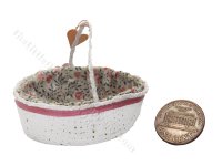 (image for) Vintage Miniature Lined White Basket for Dollhouses