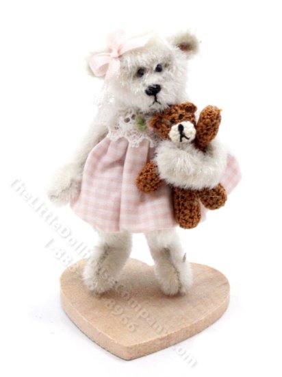 (image for) Miniature Girl and Toy Teddy Bear for Dollhouses