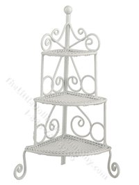 (image for) Miniature White Wire Corner Plant Stand for Dollhouses