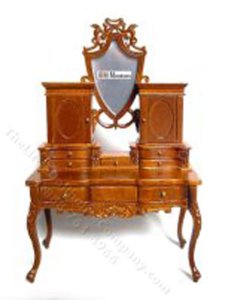 (image for) Miniature Art Deco Dressing Table for Dollhouses - Walnut