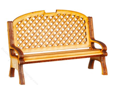 (image for) Miniature Unfinished Lattice Bench for Dollhouses