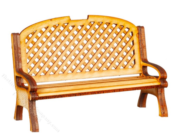 (image for) Miniature Unfinished Lattice Bench for Dollhouses