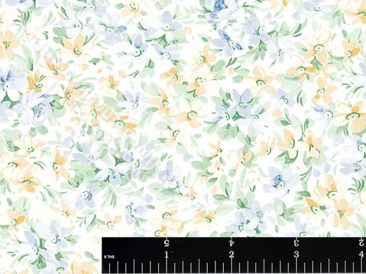(image for) Blue and Yellow Floral Miniature Wallpaper for Dollhouses