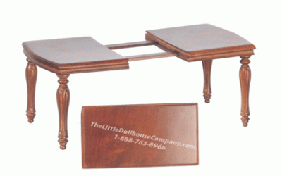 (image for) Miniature Walnut Extendable Dining Table for Dollhouses