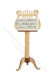 (image for) Miniature Oak Lyre-Shaped Music Stand for Dollhouses