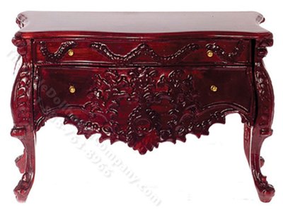 (image for) Miniature Mahogany Bombe Console for Dollhouses