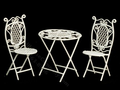 (image for) Miniature White Wire Patio Table and Chairs Set